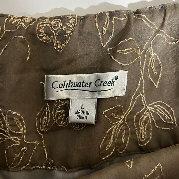 Coldwater Creek Gold Embroidered Midi Skirt great for holidays- women’s large - Picture 2 of 7